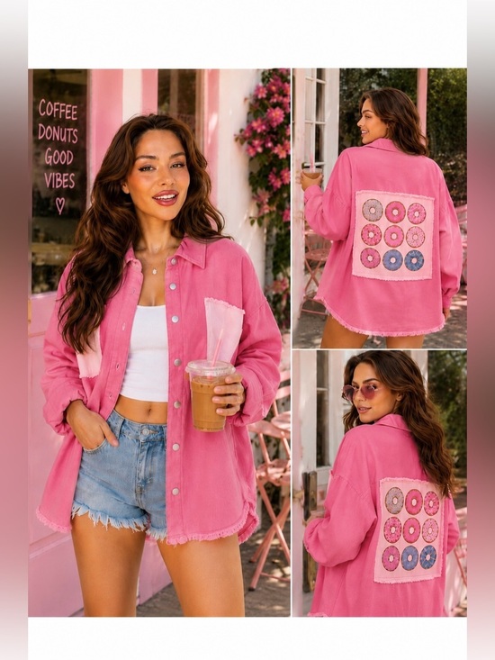 Fantastic Fawn Tops - Donut Skip This Shacket in Fuchsia